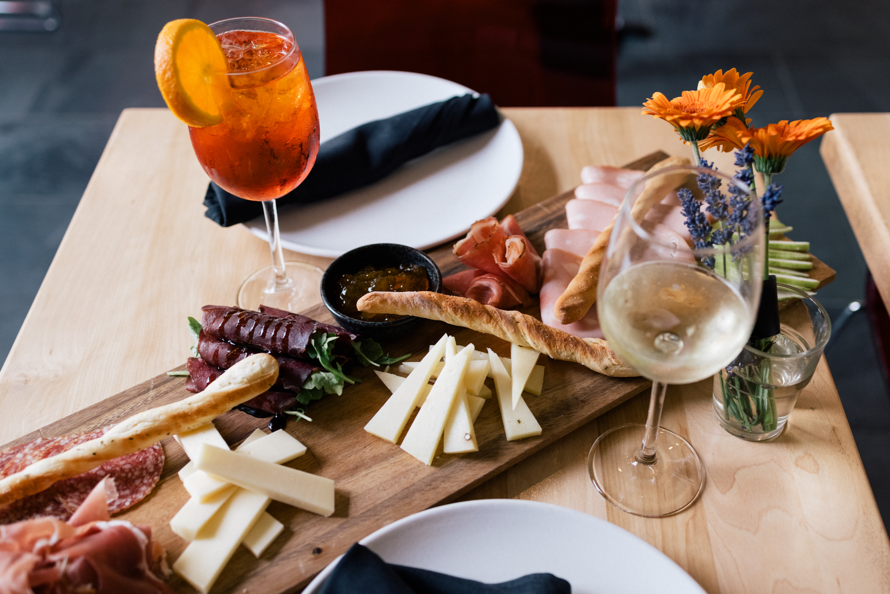 Close up of the aperitivo board